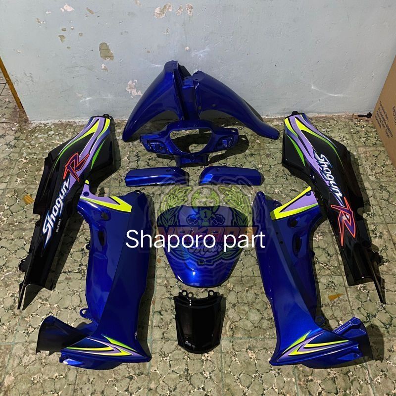 Cover body halus full set suzuki shogun r 110 biru