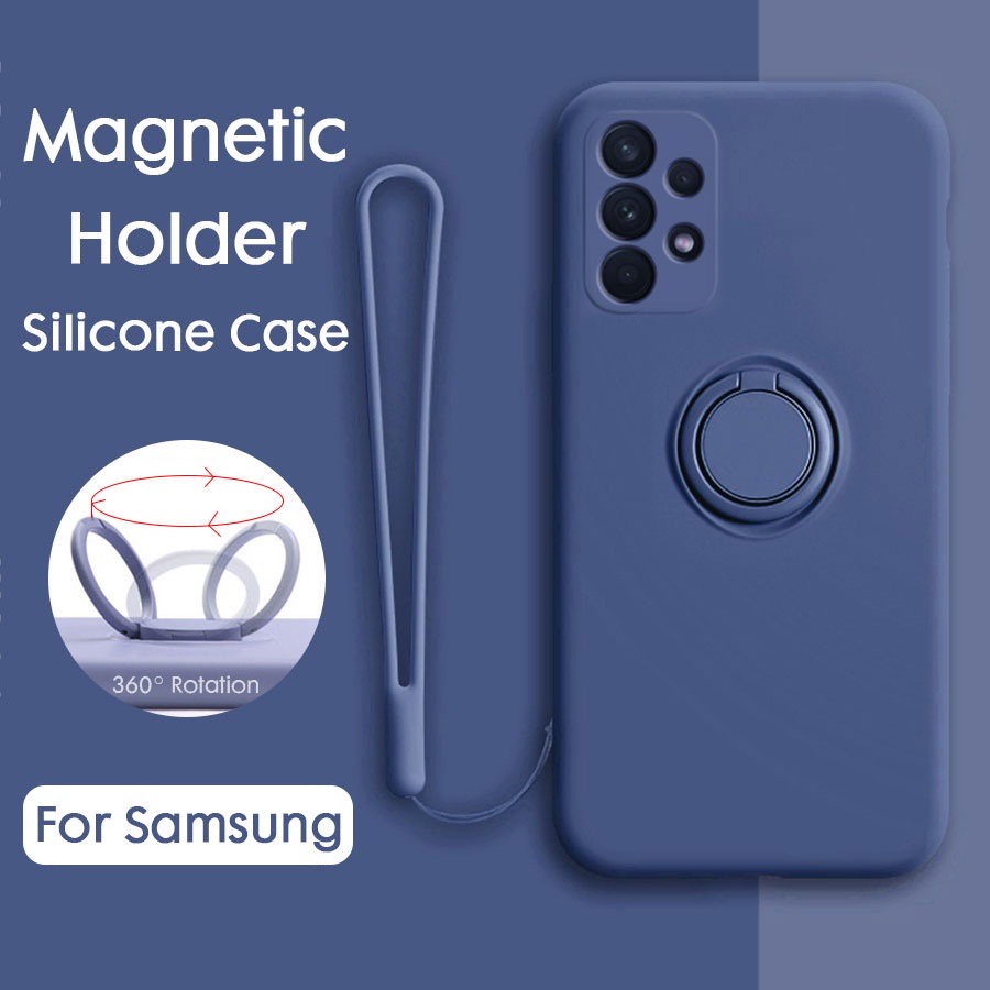 CASING Samsung A52 A52s Tali Lanyard Soft Case Ring Standing Mewah Premium Silikon Cover Casing