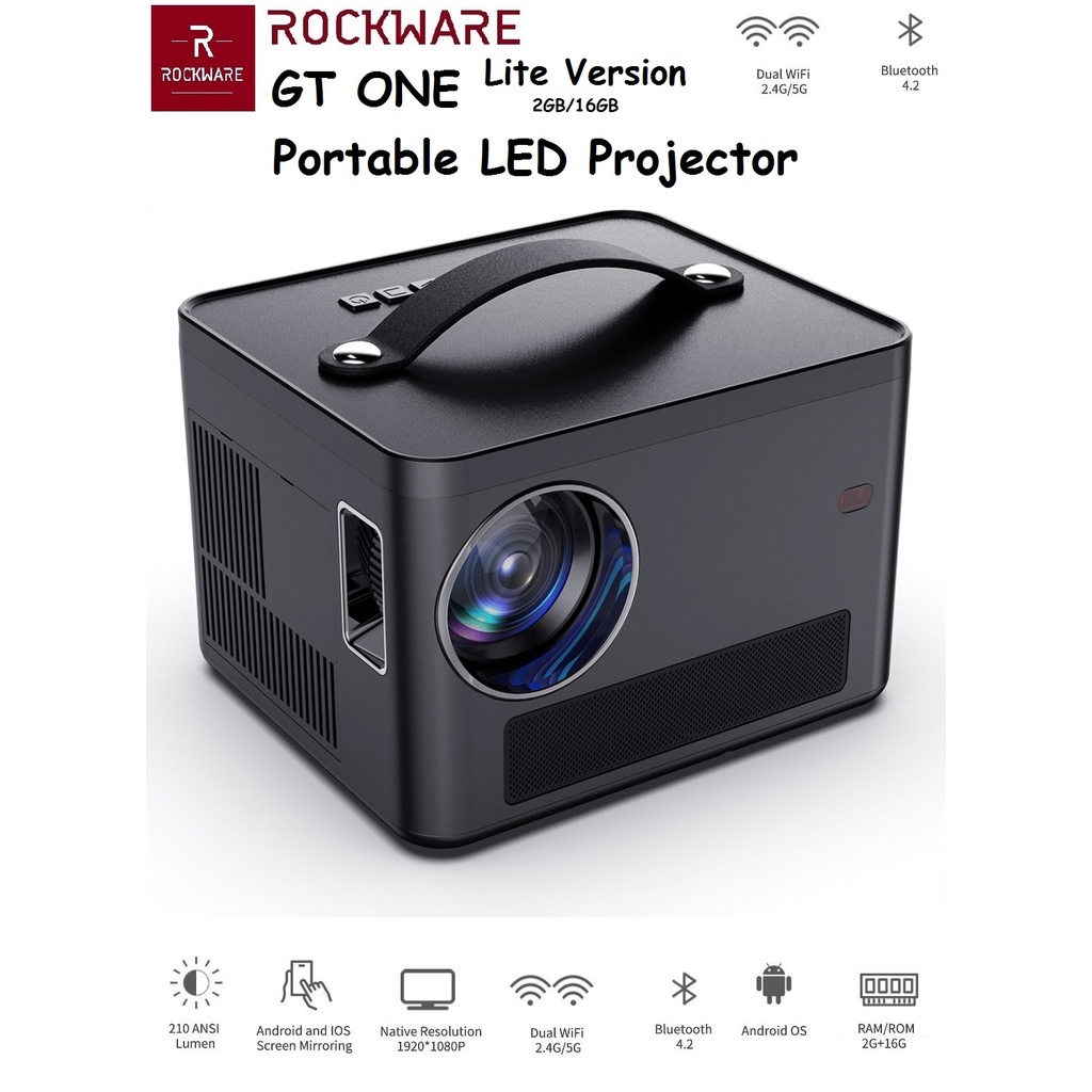 AKN88 - ROCKWARE GT ONE LITE Smart Android LED Projector 210 ANSI Lumens