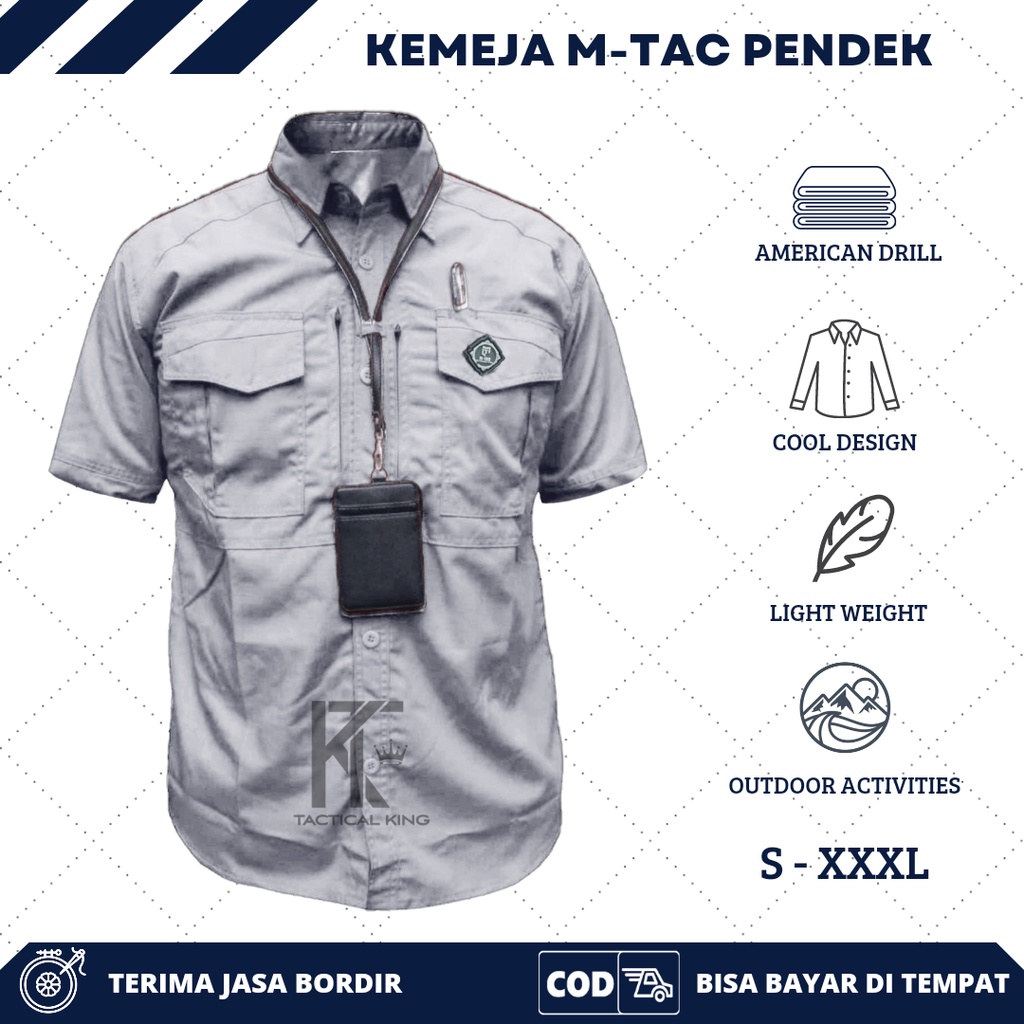 Baju Kemeja Tactical M-TAC Lengan Pendek Best Seller PDL Pria Bahan Drill Outdoor Lapangan Kantor
