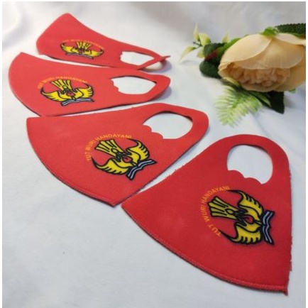 Masker scuba anak sekolah - Masker scuba  Logo SD Merah - Masker bahan scuba tebal anak