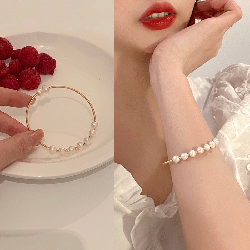 Papaozhu Vintage Berkah Permata Peach Mutiara Manik-Manik Gelang Untuk Wanita Gadis Klasik Kelinci Bulan Keberuntungan Gelang Pergelangan Tangan Rantai Pesta Pernikahan Perhiasan Hadiah