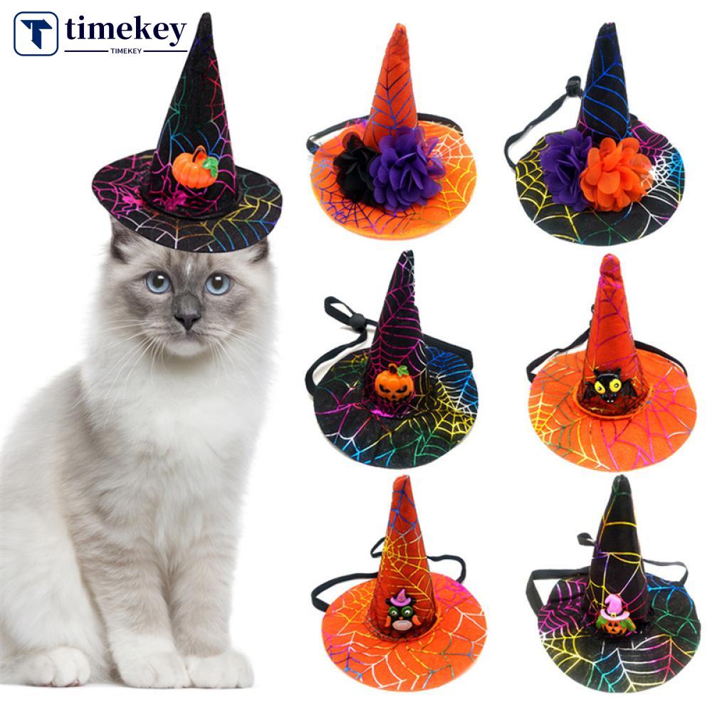 Timekey Topi Penyihir Motif Labu Halloween Untuk Kostum Cosplay Anjingkucing D5U1