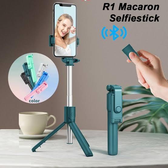 Dance Tongsis Bluetooth Macaron R1 Selfie Stick Remote Live Streaming