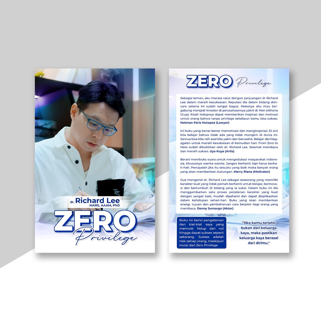 Buku Pengembangan Diri - Zero Privilege by Dokter Richard Lee, MARS, AAAM, Ph.D