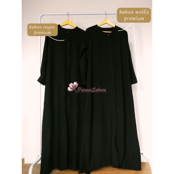 gamis wolfis kancing depan bisa dibuka sampai bawah
