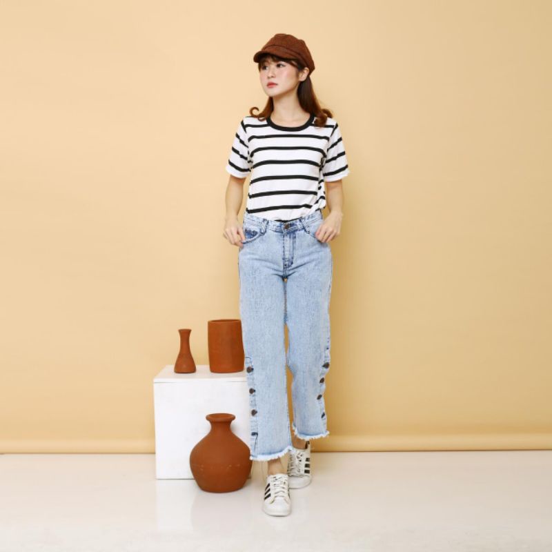 MP-  CELANA JEANS WANITA DIORA/ FULL&BEAR KULOT KANCING SAMPING JEANS PREMIUM/ KULOT KANCING SAMPING