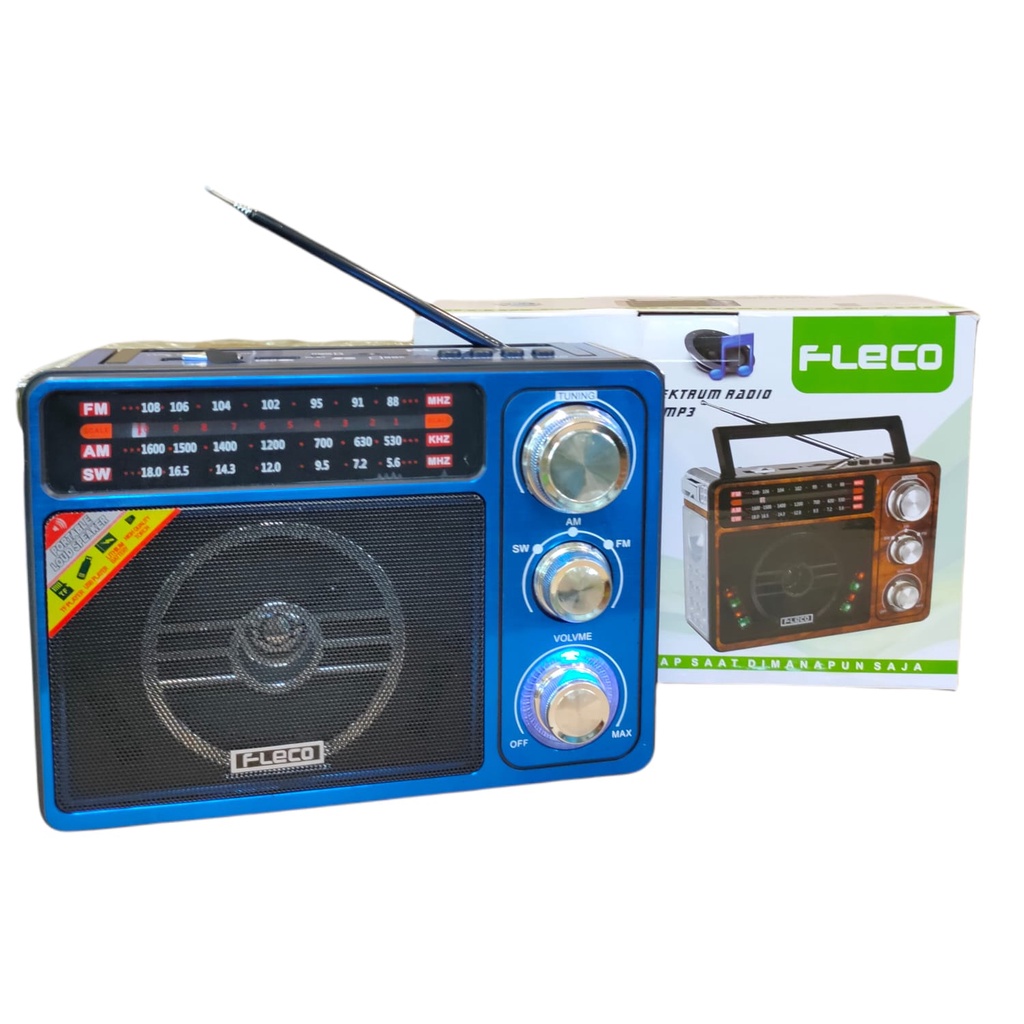 TERLARIS RADIO KLASIK PORTABLE FLECO JADUL 3/4/5/8/11 BAND FM - AM -SW AC/DC F-502/ F-1698/ F-855UAR/ F-078BT/ F-9951B ANTIK