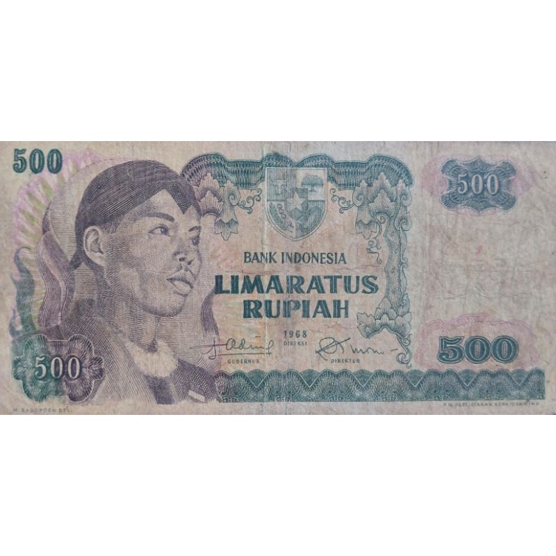 Uang Kuno Negara Indonesia 500 Sudirman 1968 Kondisi Kertas VF Layak  Dijamin Original 100%