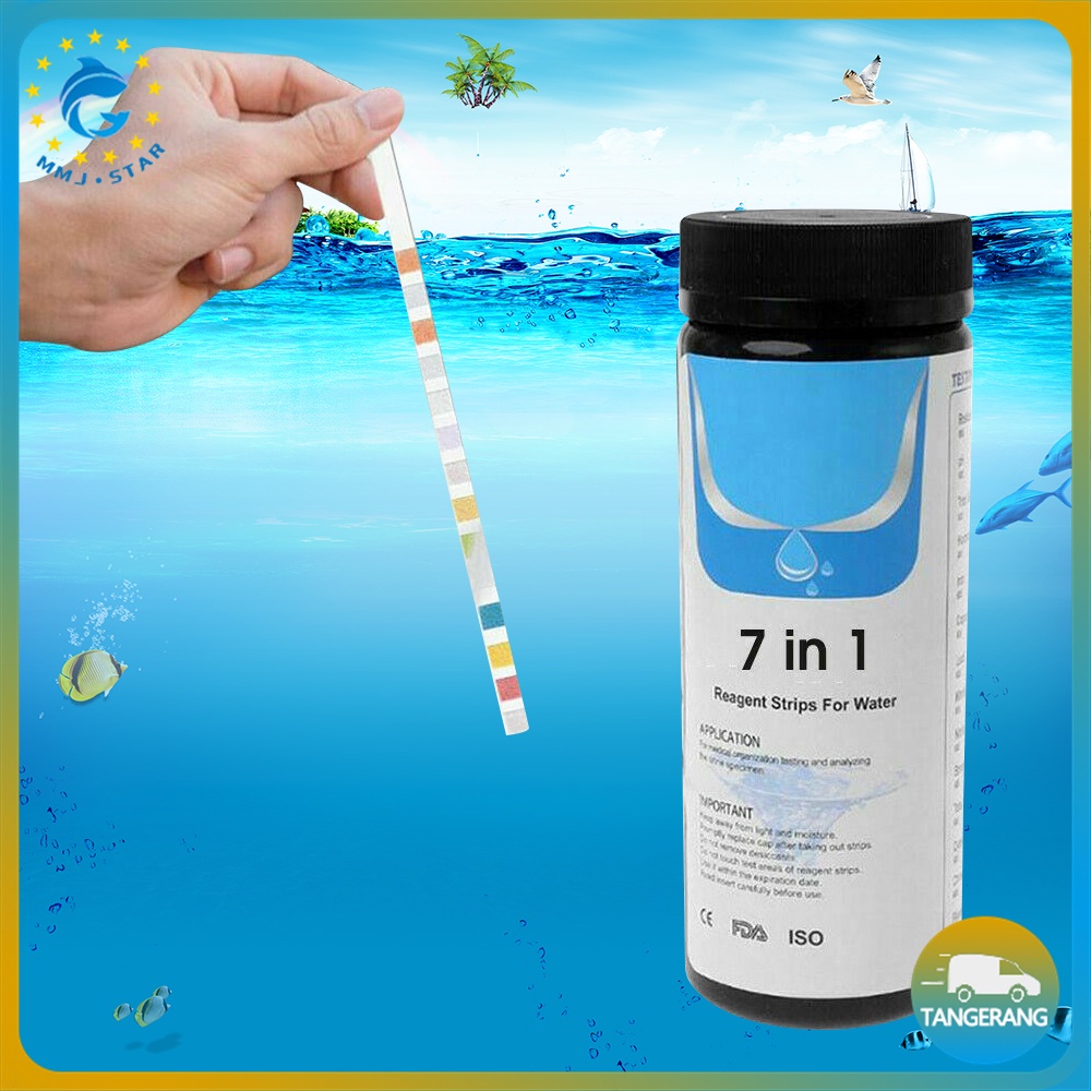 【50PCS 7in1】Kertas Tes Air Kolam Renang/Kertas Uji Kualitas Air/Kertas Tes PH Aquarium/Water Test Paper