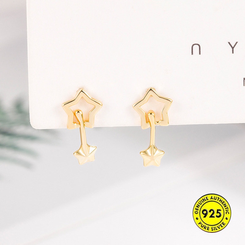 Anting Tusuk Berlian 18K Bentuk Bintang Meteor Shower U1062