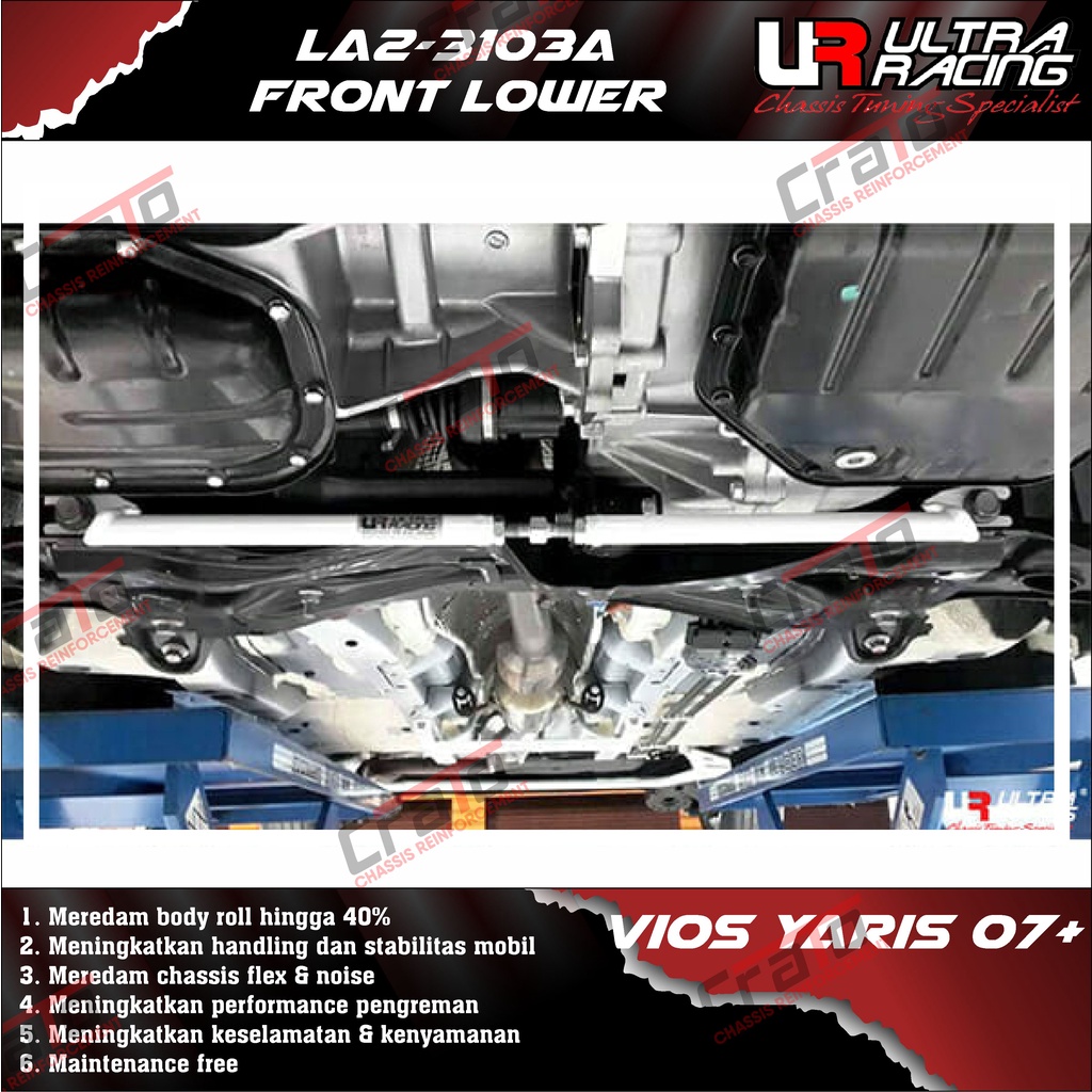 Aksesoris Stabiliser ULTRA RACING Safety Bar - Front Lower Bar 2 Points - Toyota Yaris Vios 07+ - LA