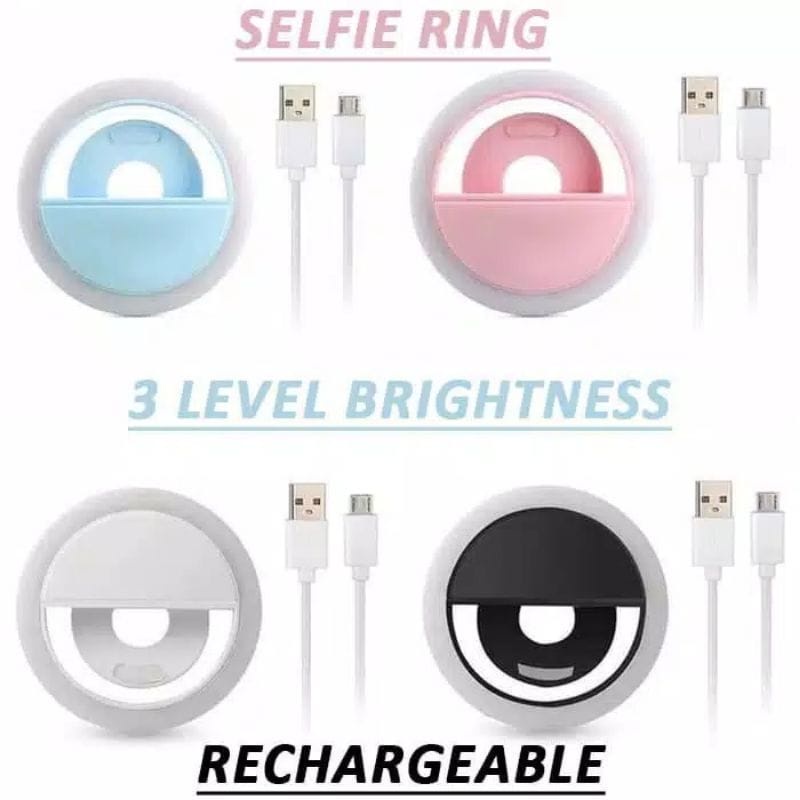 LAMPU SELFIE RING LIGHT LED MINI JEPIT BULAT UNTUK KAMERA PORTABLE USB