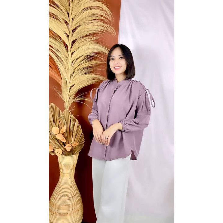 Tq88indonesia Fashion Baju Blouse Wanita Terbaru / GAVI LENGAN SERUT / Blus Lengan Panjang / Busana Casual Cewek / Ootd / Outfit Casual Kekinian