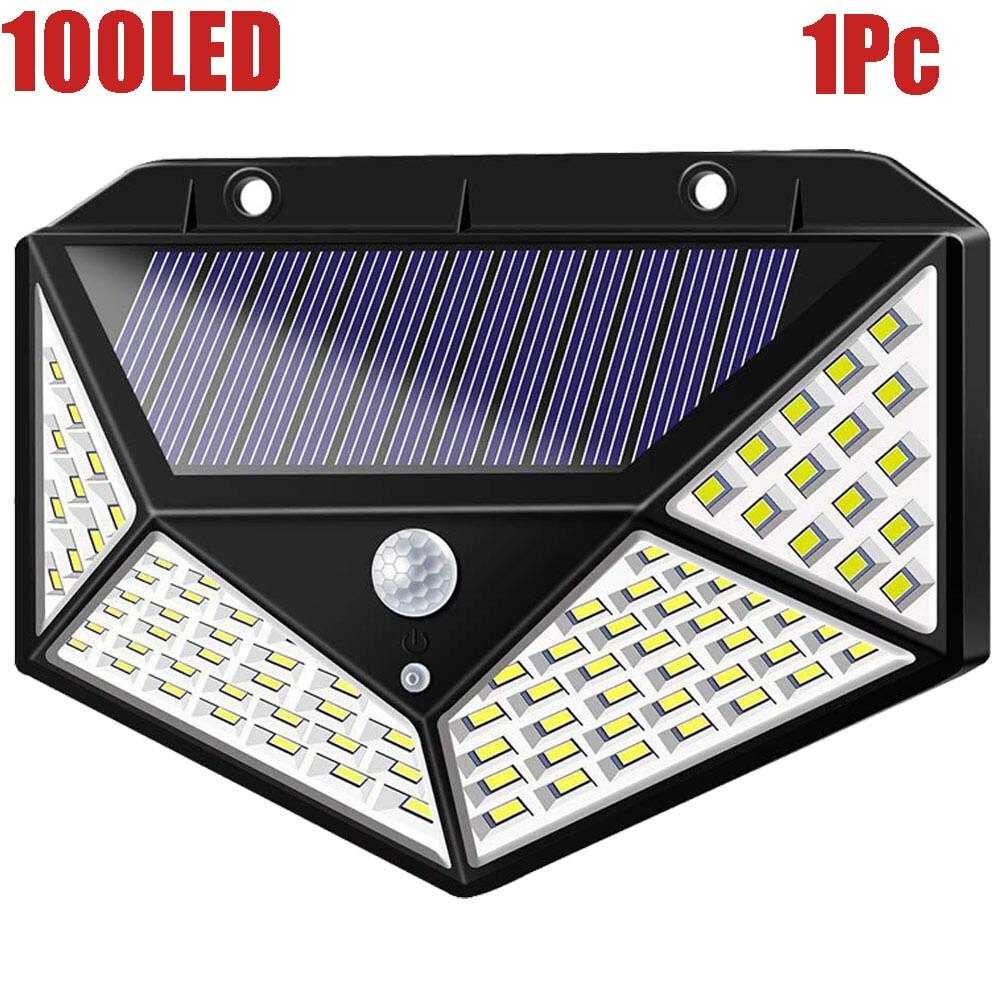 Lampu Taman Solar Panel Sensor Gerak 100 LED 3 Mode Tanpa Listrik IP65 Mode Redup, Nyala Terus Dan Gerak