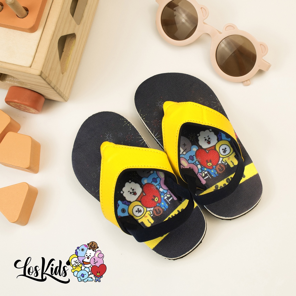 Bayar Ditempat Sepatu Sandal Anak Tali Belakang Anti Slip Karakter BTS Flip Flops LosKids