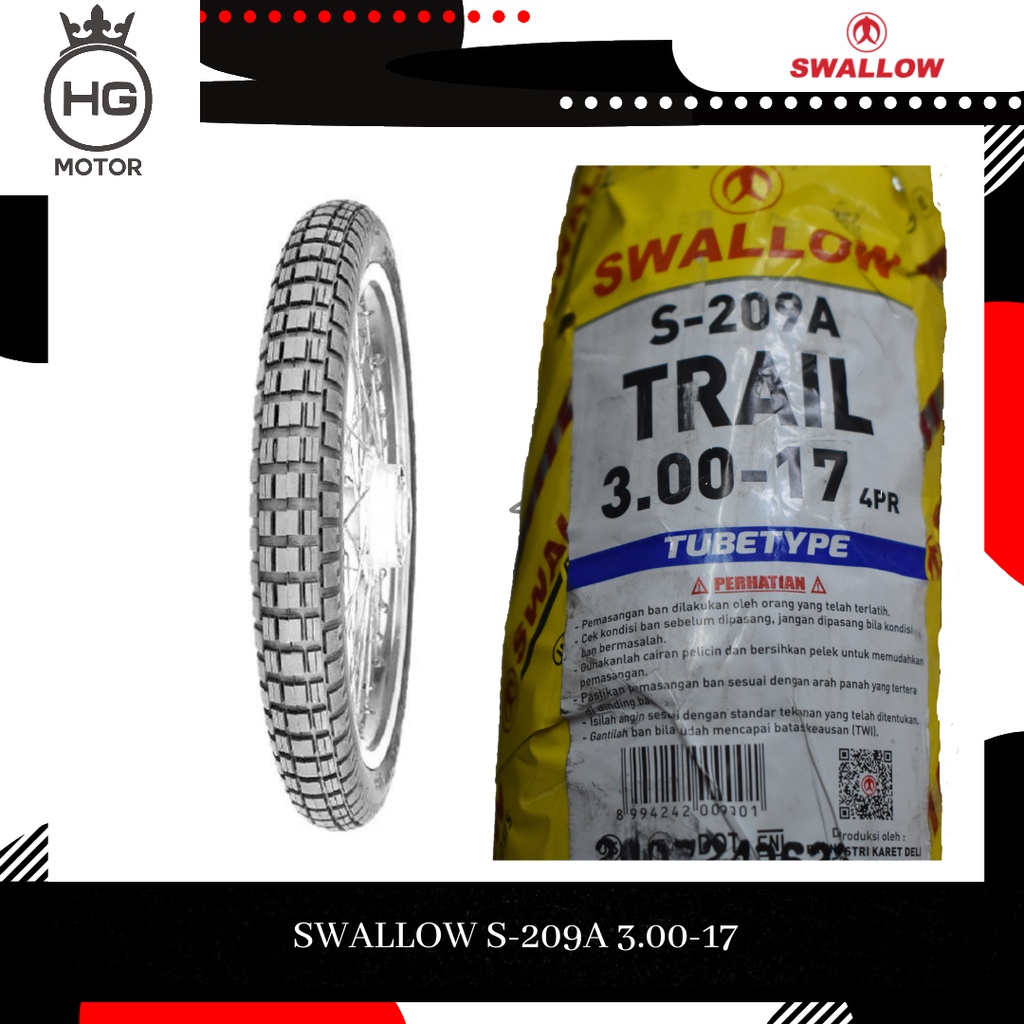 BAN MOTOR TRAIL SWALLOW UKURAN 300-17 RING 17 S-209 TRAIL SWALLOW