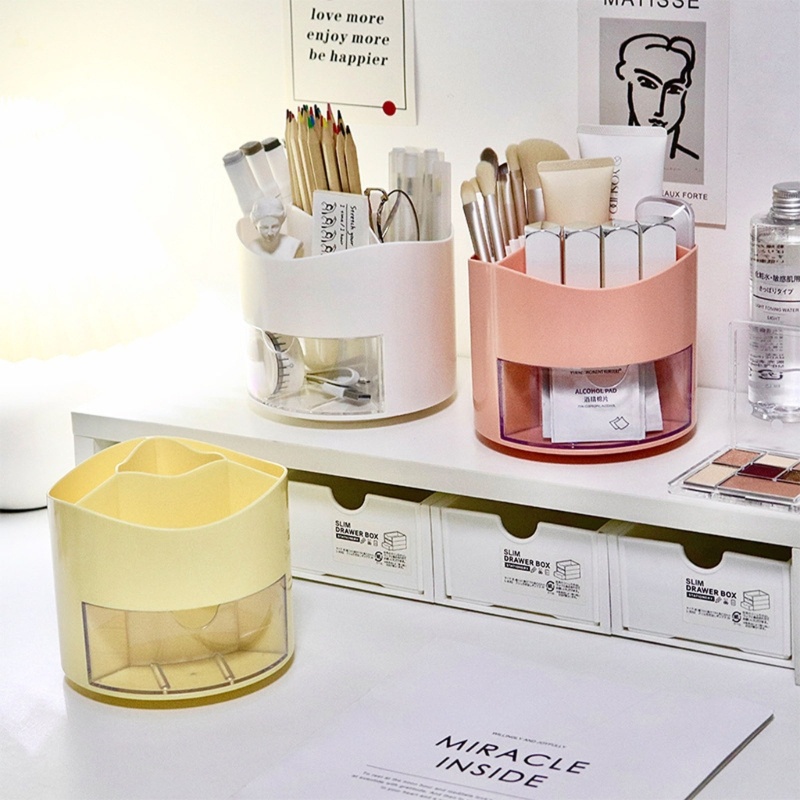 Zzz Ins Tempat Pensil Dengan Laci Bisa Berputar 360 Derajat Untuk Rumah / Kantor