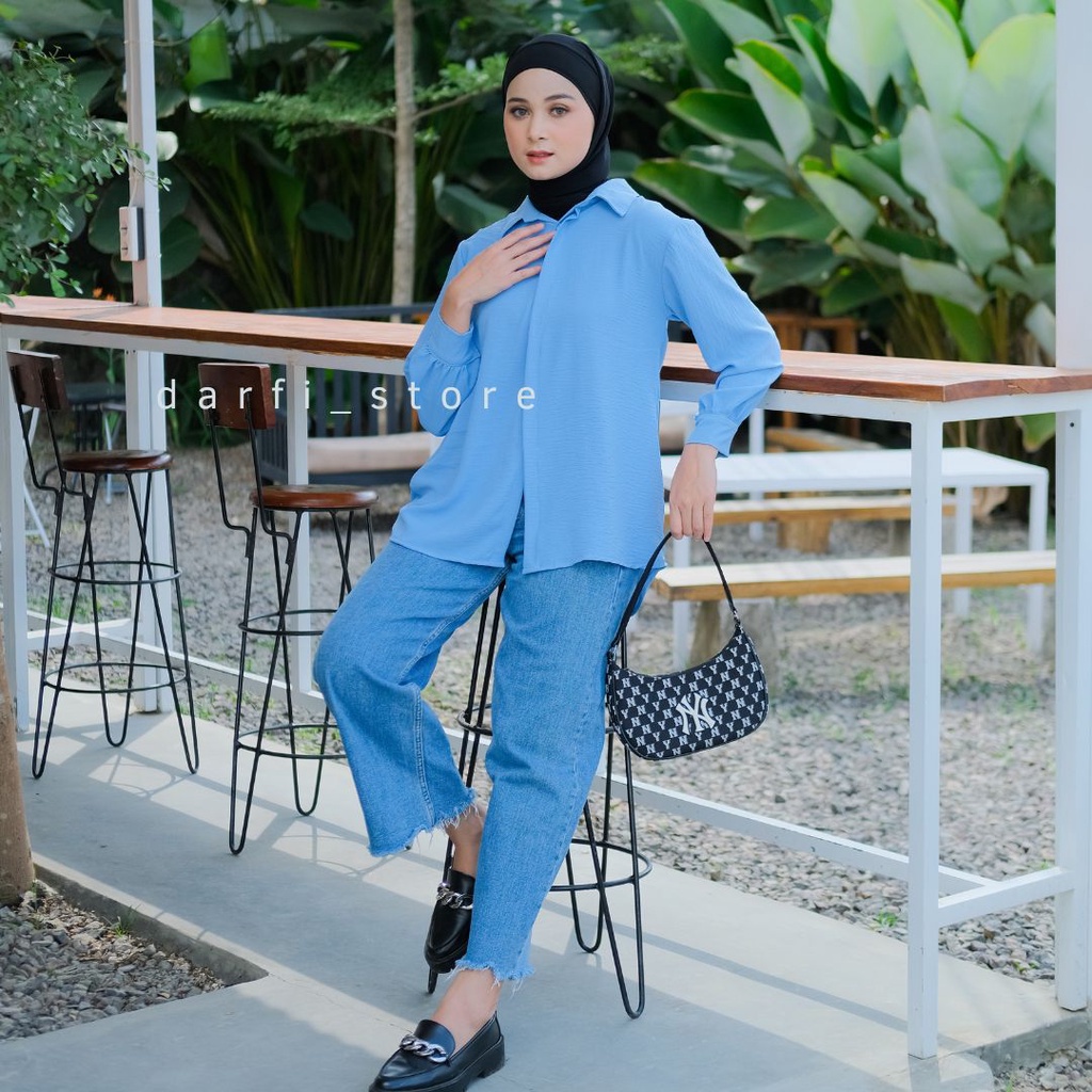 OFEELIA SHIRT - Ukuran S M L XL XXL 3XL 5L - Atasan Wanita Jumbo - Blouse Big Size - Blouse Over Size