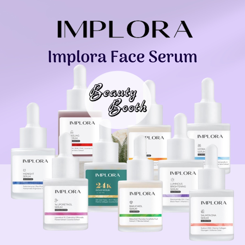 IMPLORA Face Serum | Serum Wajah 20ml | Acne | Midnight | Luminous Brightening | Peeling