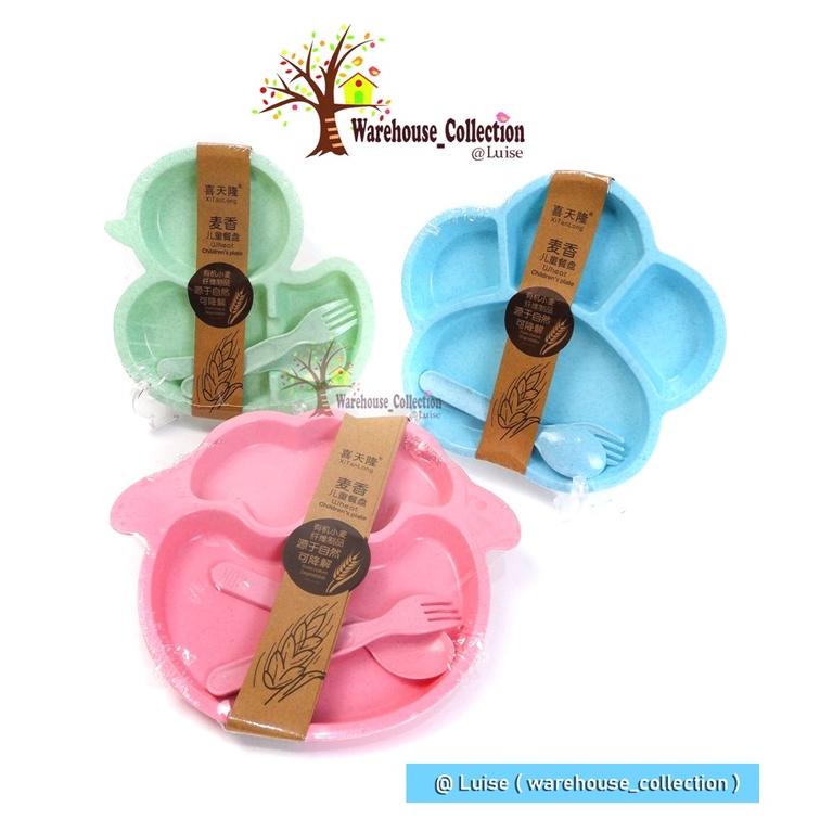 Piring Makan Anak Sekat / Piring Sekat Plastik / Piring Makan Anak Lucu  / Piring Anak Wheat  / Piri