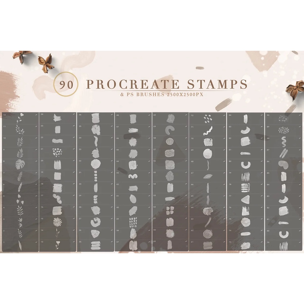 90 Pro-create &amp; Ps Stamp Brushes