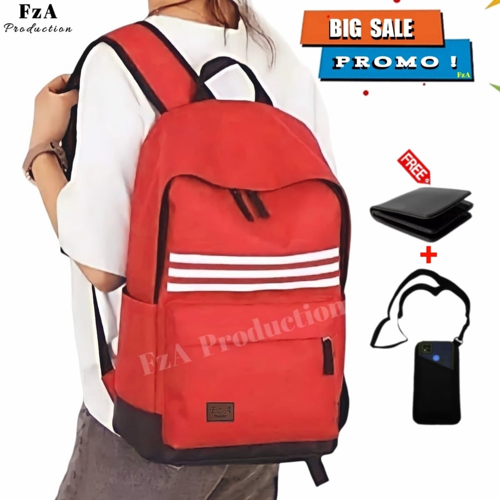 Tas Ransel Distro Kasual Pria Wanita Tas Ransel Laptop Tas Punggung Backpack Original FzA Free Dompet Sakko HP