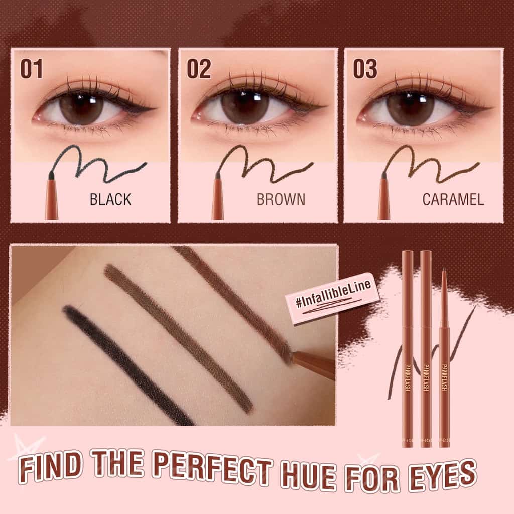 PINKFLASH (E13) #InfallibleLine Hyperfine Halus Gel Eyeliner Pensil Pigmen Tinggi Tahan Air Tahan Lama Eyeliner Pencil