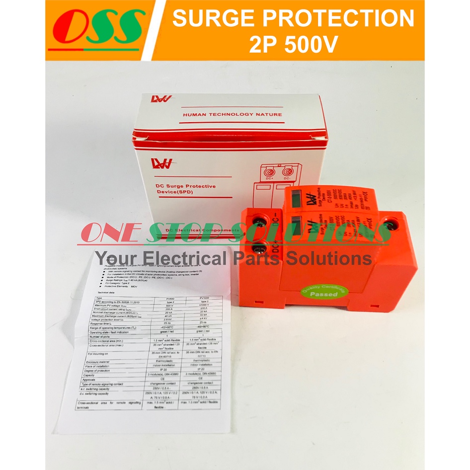 Surge Protection Device Arrest Surge Protector SPD DC 2P 500V