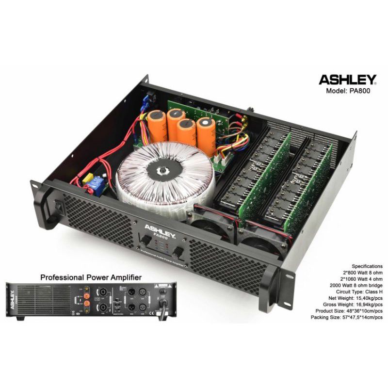 power amplifier ashley pa 800 pa800 original