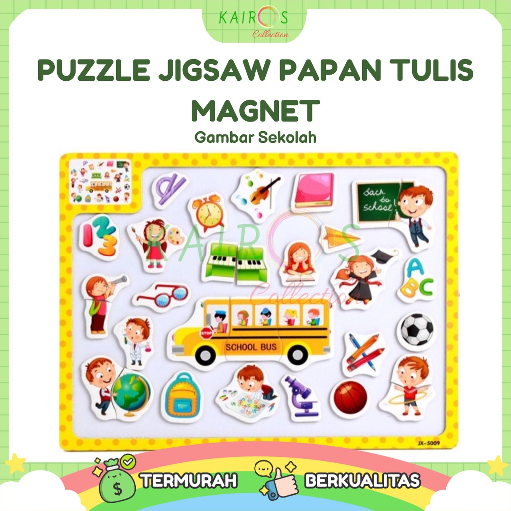 Puzzle Jigsaw Papan Tulis Magnet Gambar Kartun Anak