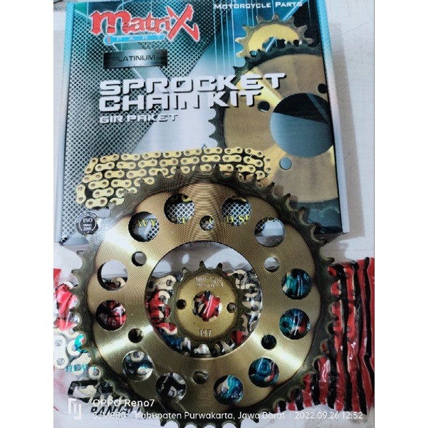 gearseat  girset chainkit/gir paket rantai satria fu new 14T-43T. 428H-120L