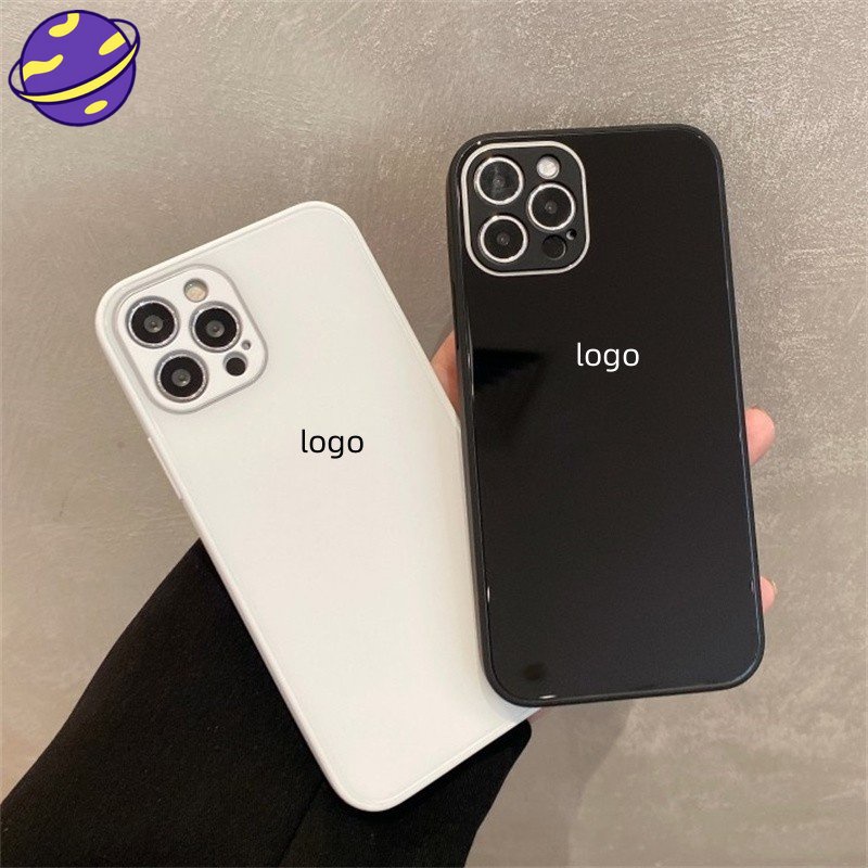 Hard Case Bahan Kaca Dengan Frame Persegi Untuk iPhone 14 13 12 11 Pro X XS MAX XR 6 6S 7 8 Plus