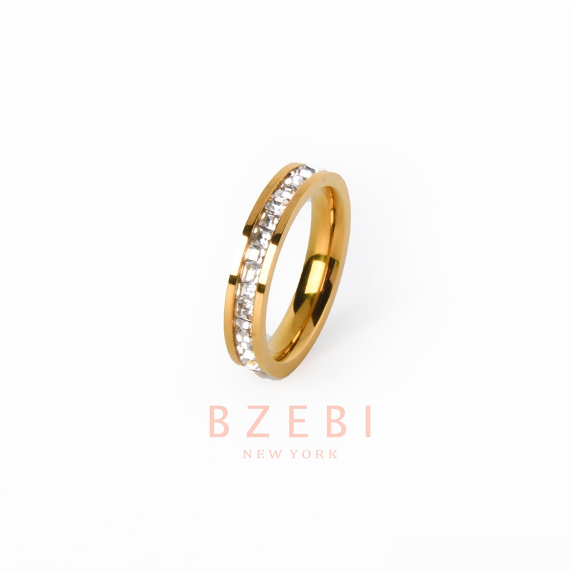 Bzebi Cincin Emas 18k Model Terbuka Anti Karat Gaya Korea Dengan Kotak 139r Untuk Wanita