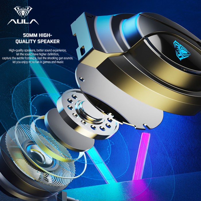 Headset Gaming AULA S501 USB – Streamer Light RGB Running – Headset