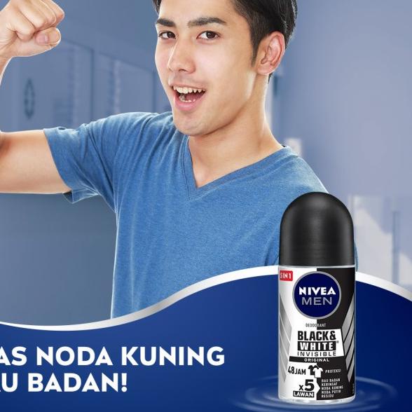 NIVEA MEN Personal Care Deo B&W Original Roll On 50ml - Twin Pack