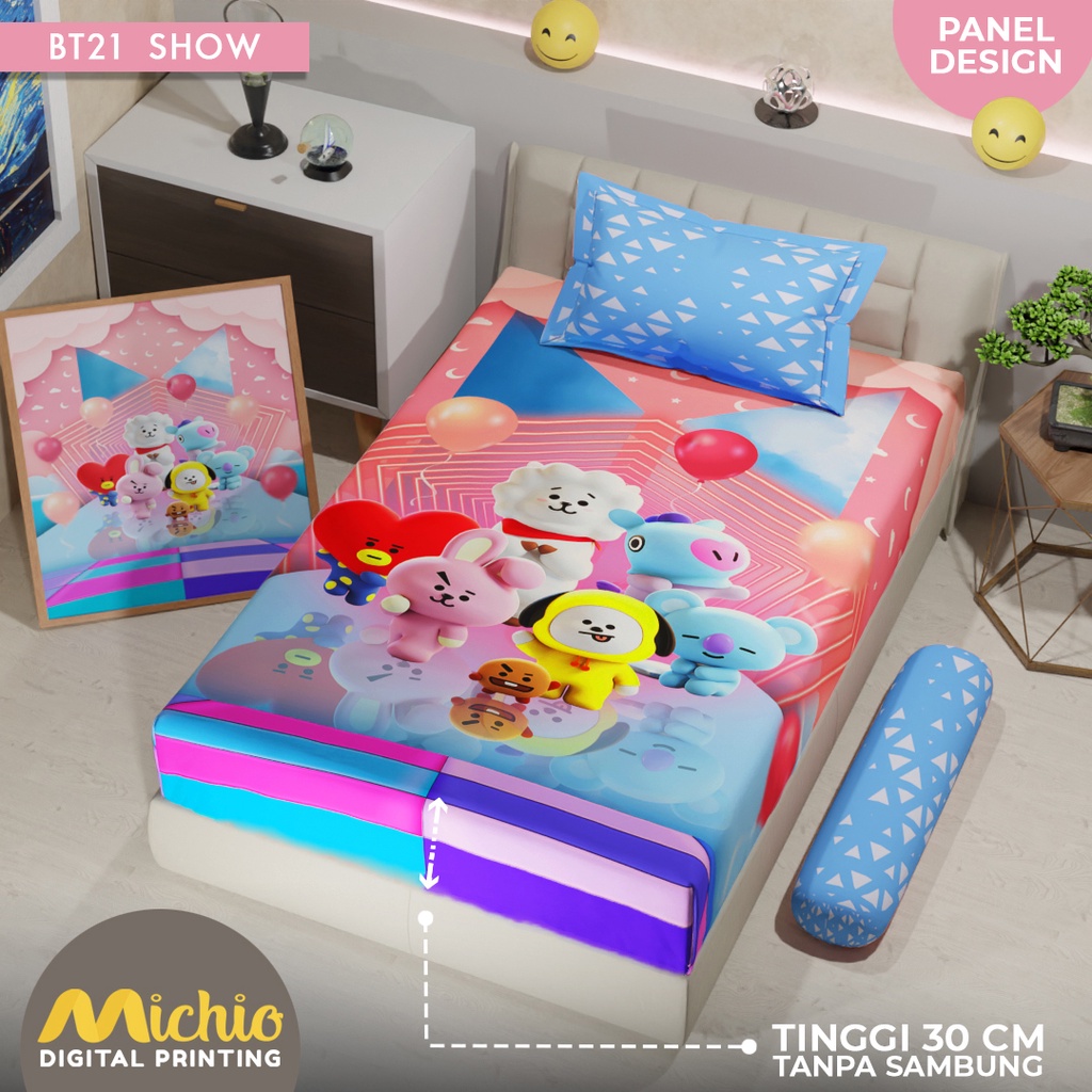 Michio Digital Printing Sprei Uk 120 T 30 - BT21 Show