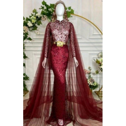Set gaun pengantin hijab