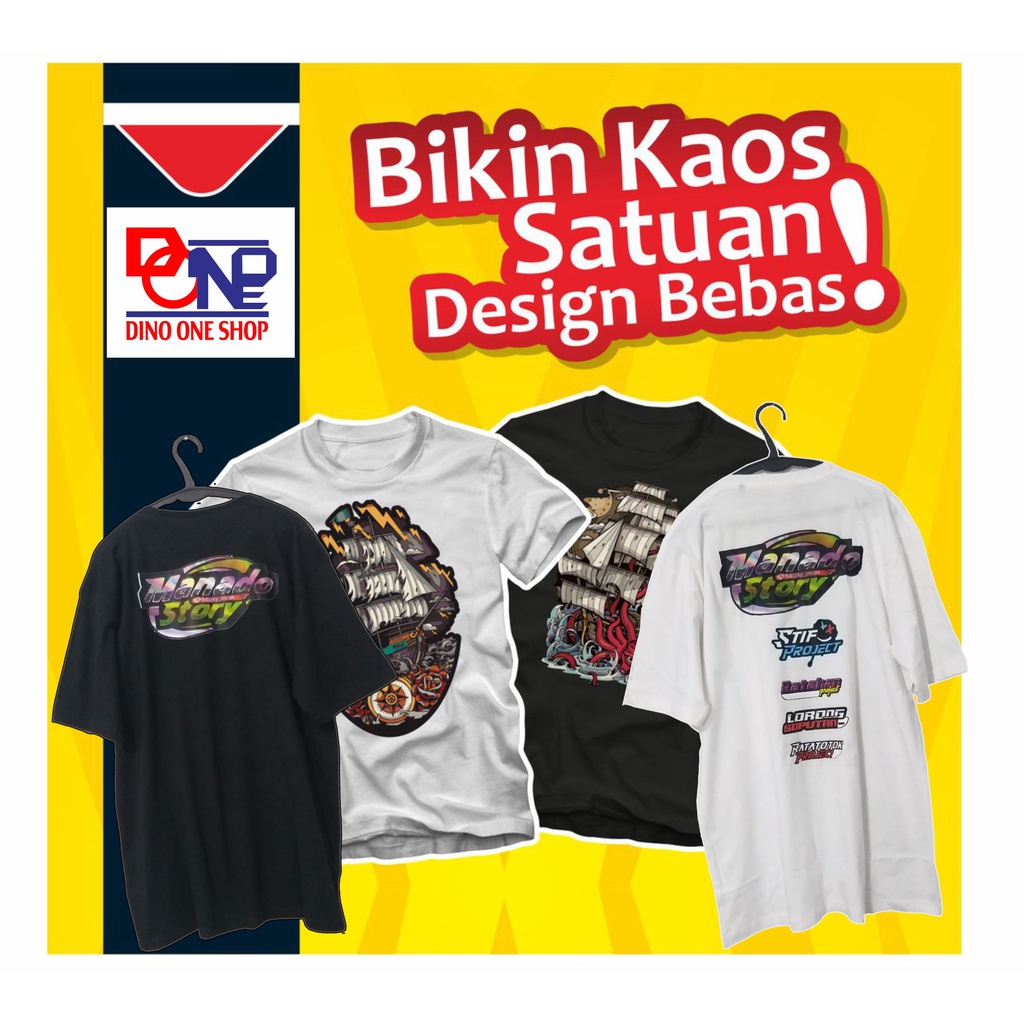 Baju Kaos Custom Depan Belakang Bebas Pakai Foto Logo Dan Nama Suka Suka Sendiri Sablon Satuan  | Di