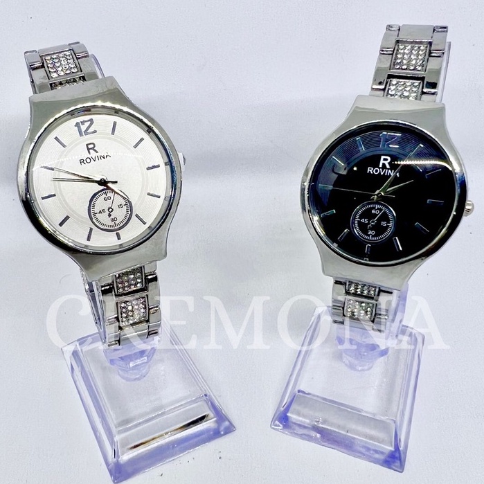 CREMONA Jam Tangan Cewek Analog Import Fashion Murah Model Permata Stainless Steel Chrono