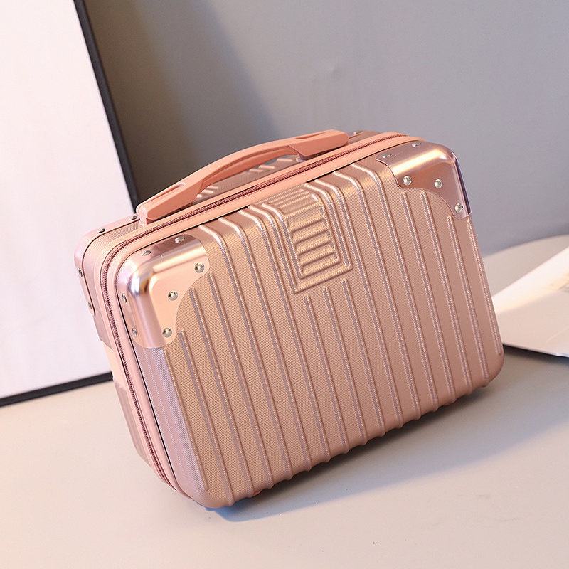 Koper Makeup Beauty Case 14 Inci Zipper &amp; Lock Key Travel Bag Organizer Luggage Cosmetic Import