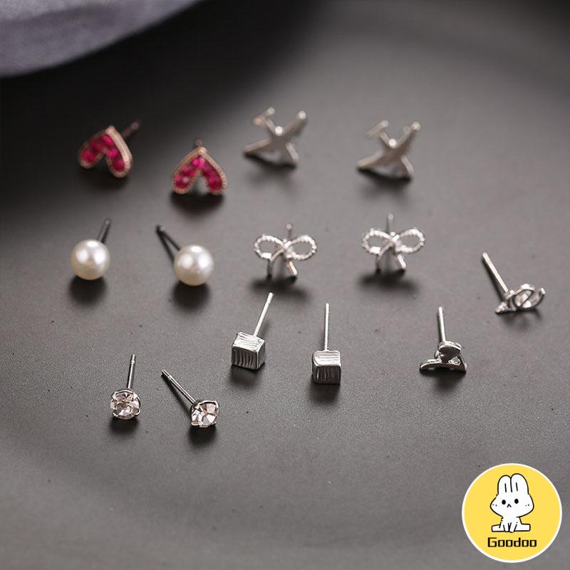 Set 7 Pasang Anting Kombinasi Model Sederhana -Doo