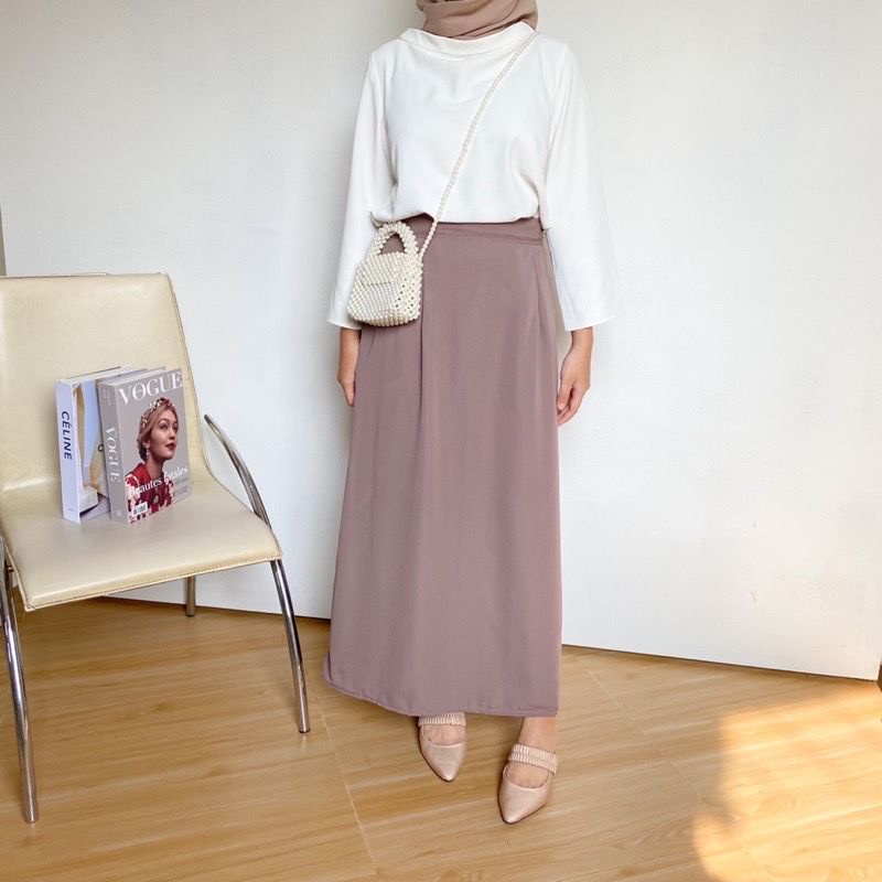 BEFAST - ZFS OOTD Rok Wanita DINDA / GAMAR SHAKILA PLAIN A LINE SKIRT / Midi Skirt Wanita / Rok Maxy / Pakaian Casual wanita / Fashion Kondangan/Pesta / Rok Polos Formal / Outfit Wanita Hijab / Rok Keluaran Terbaru / Trendy