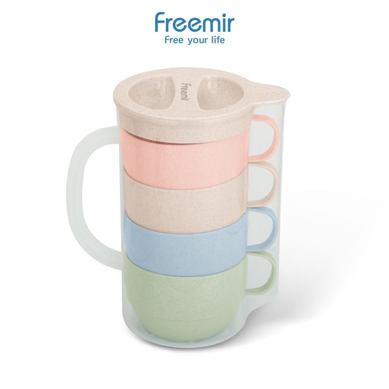 FREEMIR TEKO GELAS SET 4 PCS / TEKO JUS / CANGKIR TEH / KOPI GELAS PLASTIK TERMURAH...,,,,,