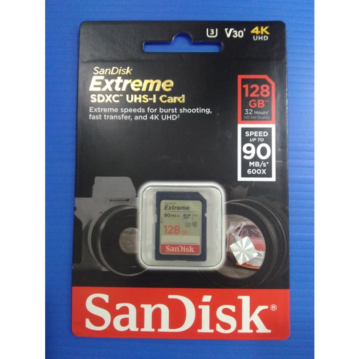 

SDXC Sandisk EXTREME UHS 4K - 128GB (Speed 90mb/s)