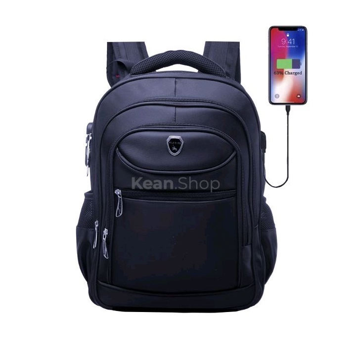 POLO GIVES 16 Inch Tas Ransel Kerja Tas sekolah Kunci Usb Port POLO Original Import + Raincover