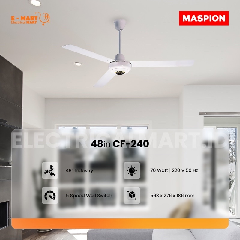 MASPION CEILING FAN 48” CF-240 PUTIH / MASPION KIPAS 48inch PUTIH