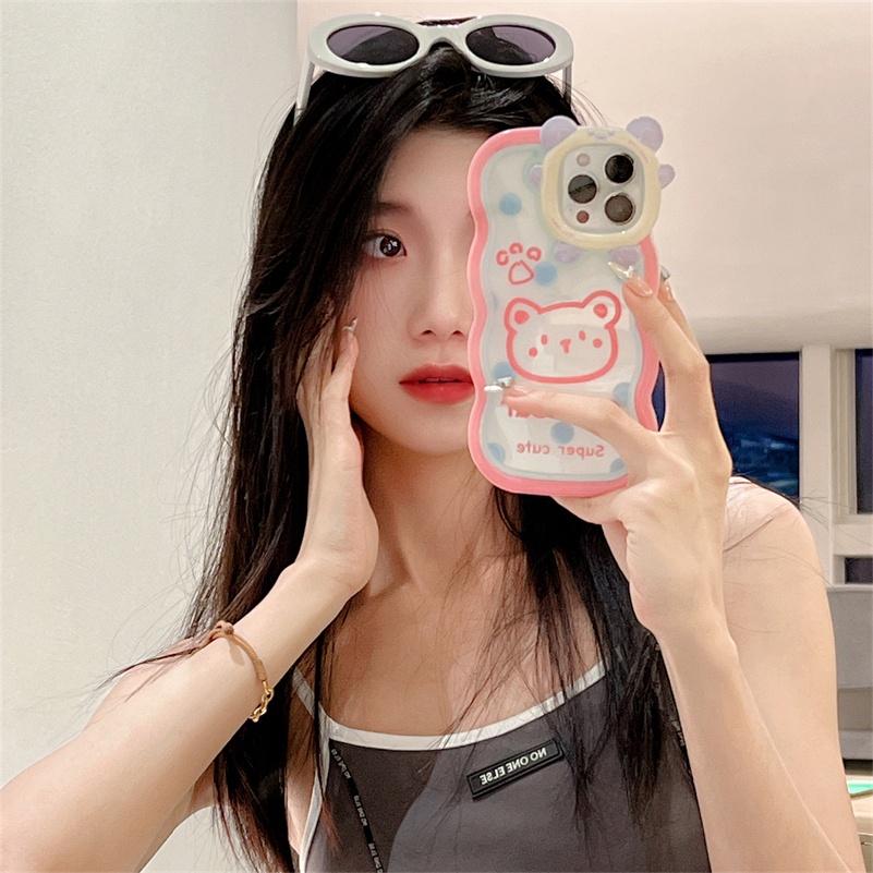 Soft Case Pelindung Bumper Shockproof Motif Kartun Beruang Untuk iPhone 14 13 12 11 Pro Max X Xr Xs Max 7 8 6 6s Plus SE