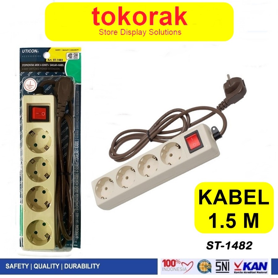 STOP KONTAK 4 LB ARDE + SAKLAR UTICON ST 1482 - COLOKAN EXTENTION