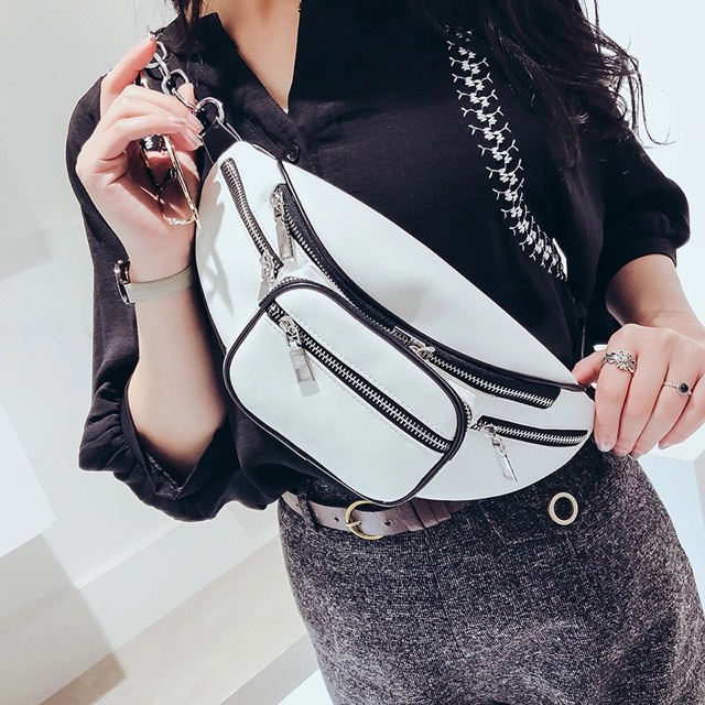 Tas Selempang Bahu Pinggang Cowok Dan Cewek - Waistbag Izy Pria Dan Wanita Bahan Kulit Unisex Kece M